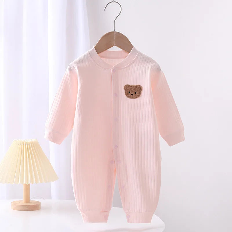 Baby Rompers for Boys Girls Newborn Bodysuit & One Piece Solid Color 100 Cotton 0-24M Long Sleeve Loungewear Outfit infants boys