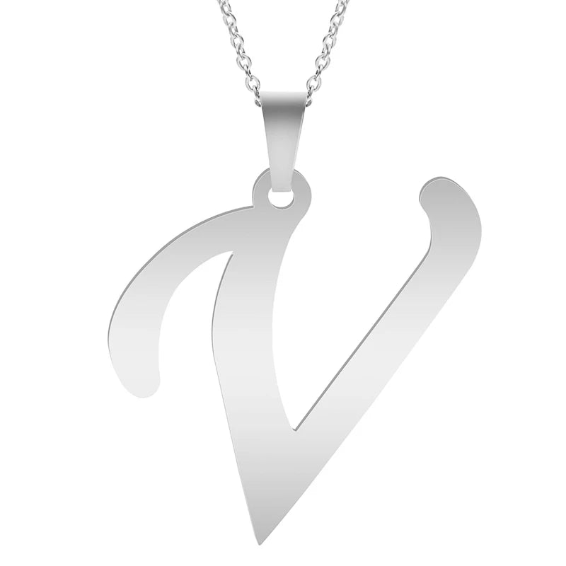 Fashion Letters A-Z Necklace for Women Men Stainless Steel High Quality English Alphabe Necklace A B C D E FGHIJKLMNOPQRSTUVWXYZ necklace