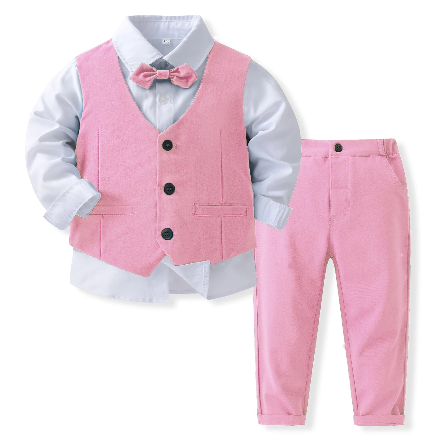 Gentleman Outfits Birthday Costume for Boy Children Spring Autumn Boutique Clothing Set Solid Vest Suit Kids Cotton Formal Wears boys dress