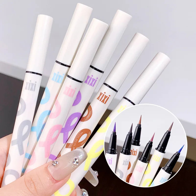 6 Colors Thin Pearlescent Eyeliner Liquid  Pencil 3 in 1 Shiny Silkworm Eye Shadow Stick Lasting Smooth Glitter Eyeliner Makeup eyes