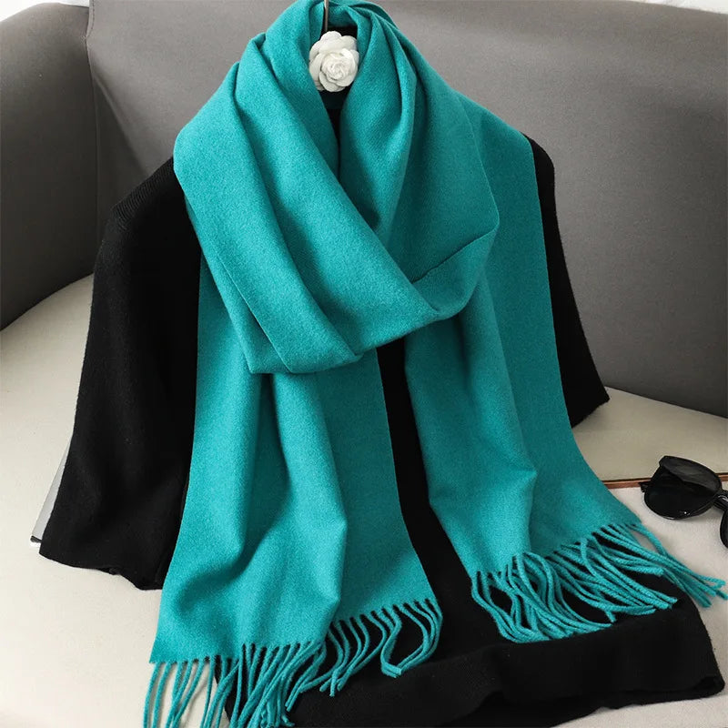 62Color Solid Women Winter Scarf Warm Thicken Cashmere Shawl Outdoor Fashion Luxury Tassels Pashmina Lady Wrap Windproof Scarves scarf and shawl