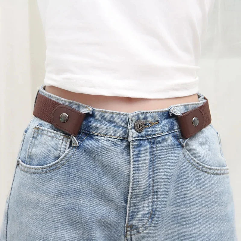 Simple And Fashionable Women'S Belt Elastic Lazy Men'S Belt Woven Invisible And Seamless Unisex Jeans Belt Length Adjustable belt