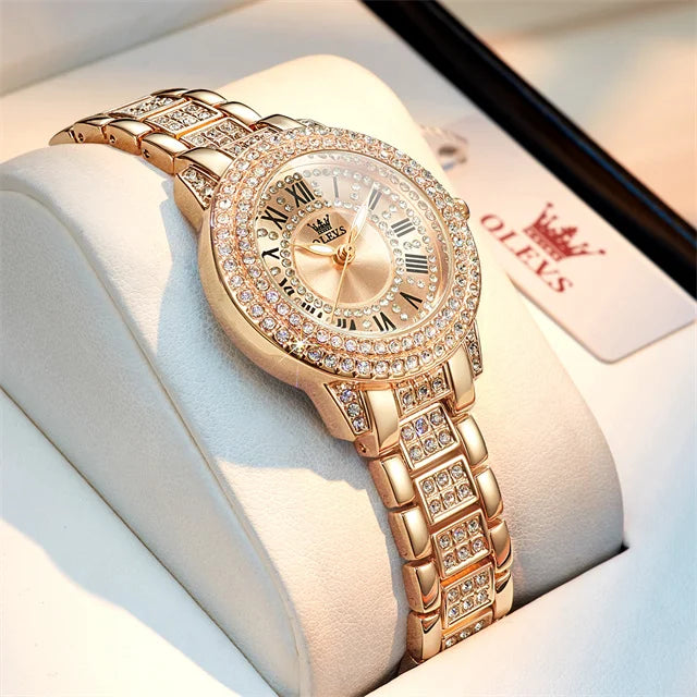 Original Diamond Watch for Women Fashion Elegant Stainless Steel Waterproof Quartz Wristwatch Luxury Ladies Dress Watches watch