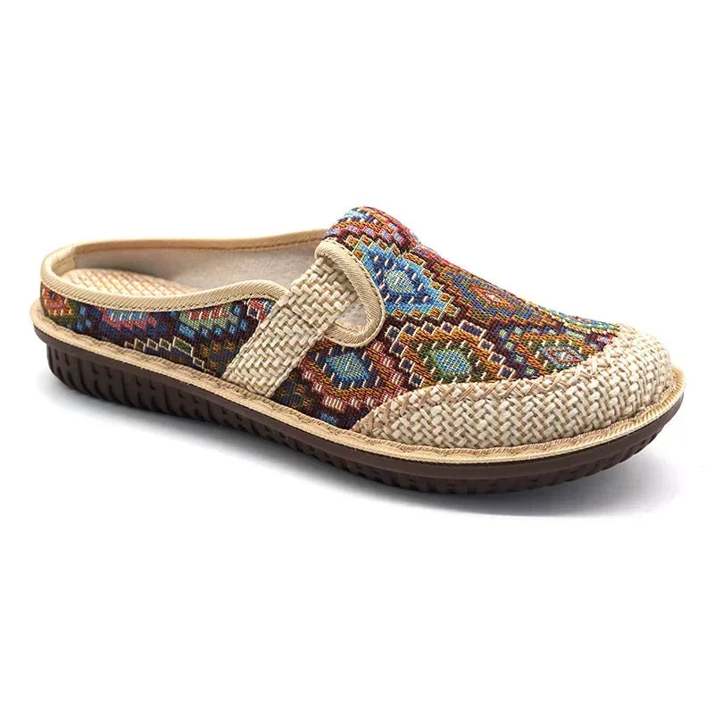 Fashion Women's Shoes Ethnic Style Embroidered Linen Breathable Outdoor Casual Slippers Shoes for Women Zapatos De Mujer casual shoes