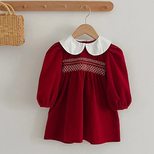 Autumn Spring Baby Girl Party Dress Long Sleeved Cotton Stitching Baby Rompers Kids Princess Dress Christmas Sister Clothing girls dresses