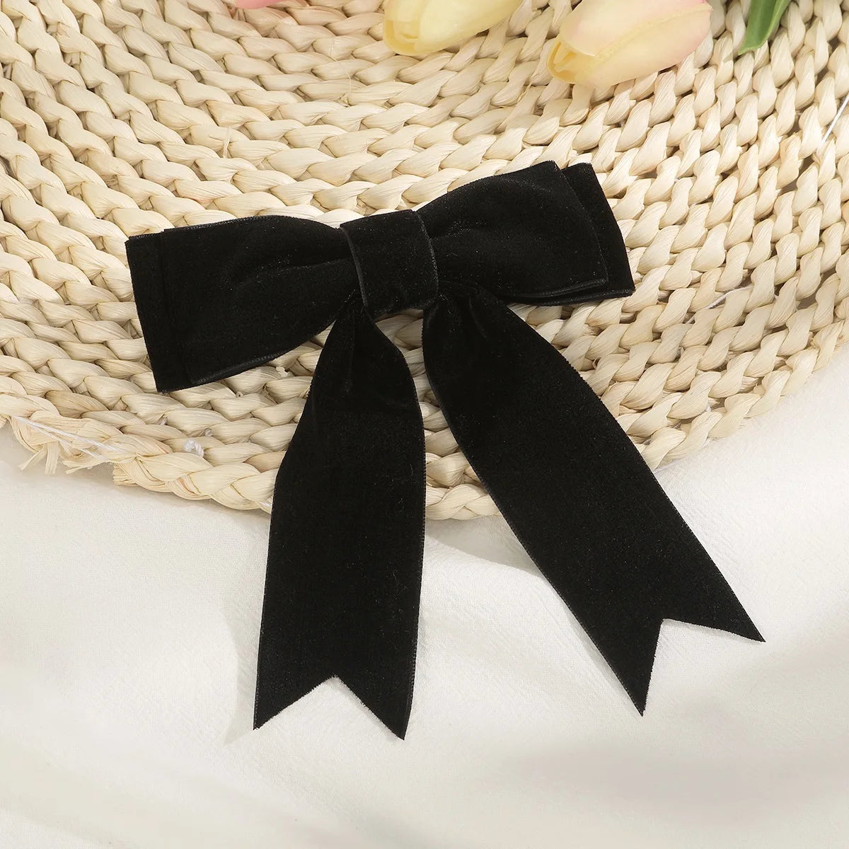 Bow Velvet Barrettes Women Temperament Ponytail Hairpin Hair Clip Girls Black Red Ribbon Hair Clip Fashion Hair Accessories   hairclips