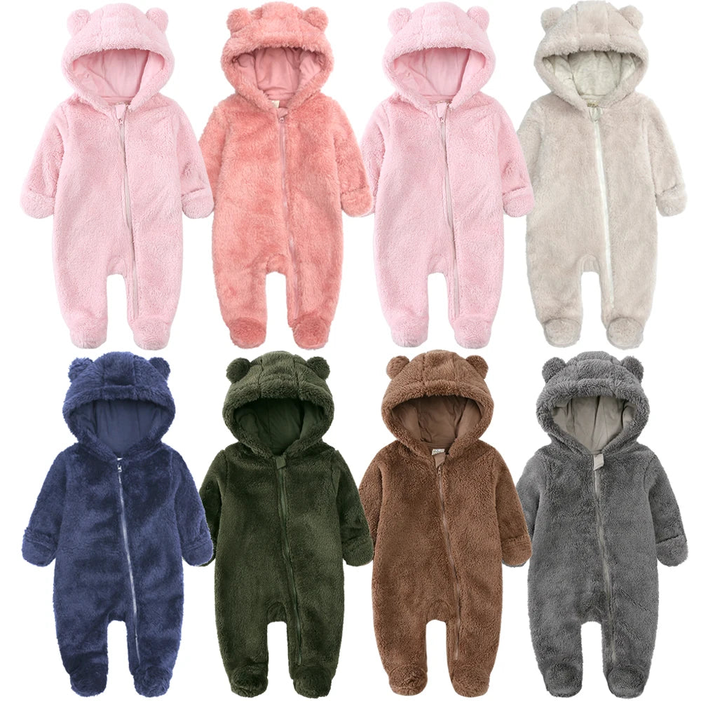 Winter Essentials Fleece Baby Clothes Romper Kids Boys Girls Pajamas Hooded Toddler Bodysuit Infant Jumpsuit Newborn Onesies infants boys