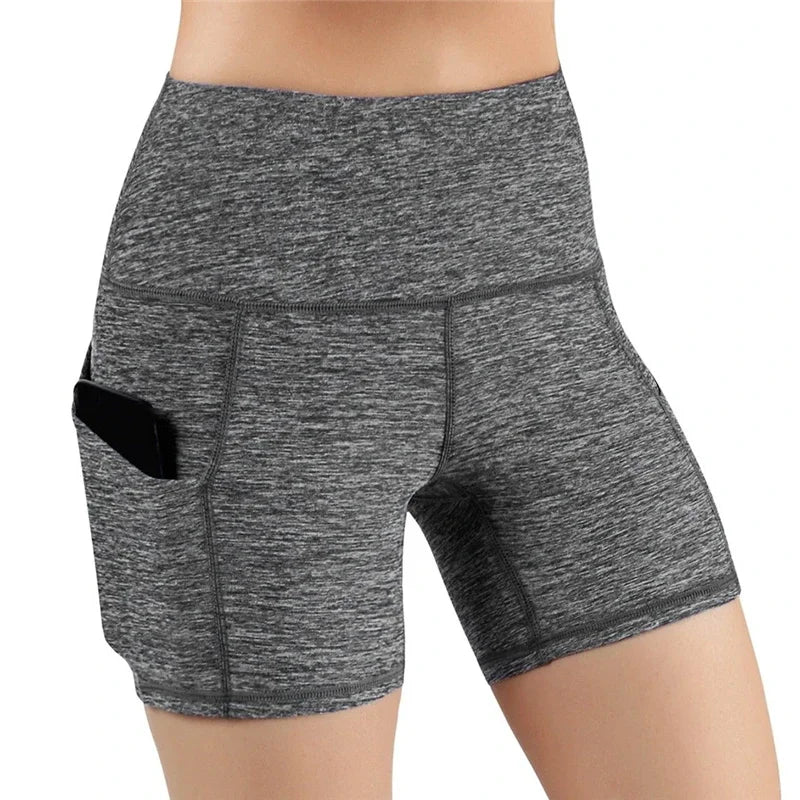 Women gym shorts High Waist Lifting Push Up Tight Yoga Cycling biker shorts Phone Pocket Jogging Running Fitness Short sports