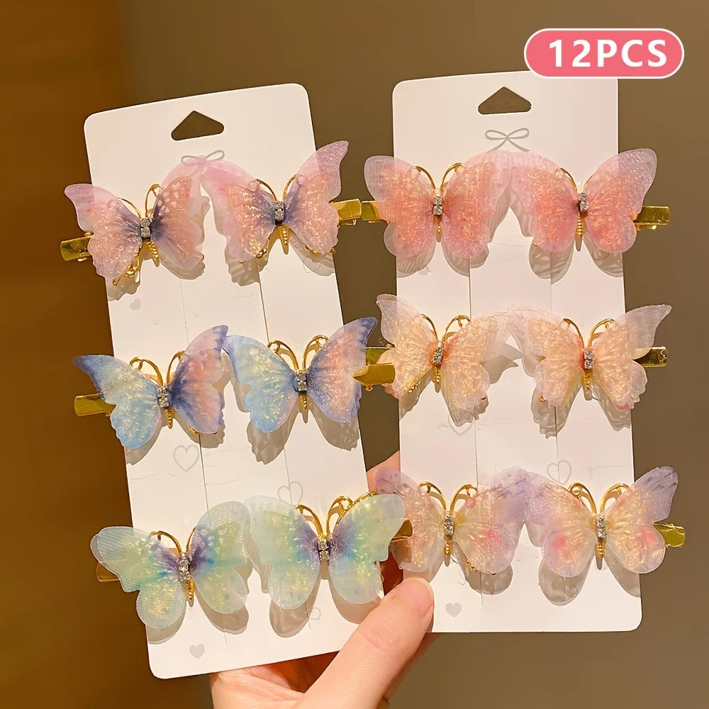 6/12/24/36 pieces of sweet girl butterfly hairpins that do not hurt hair, super nice and cute hairpins   hairclips