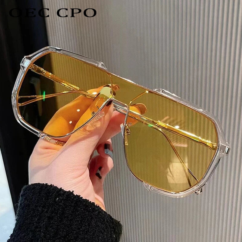 Oversized Sunglasses Women  New Unique One Piece Fashion Sunglasses For Men UV400 Punk Glasses Trending Female Eyewear UV400 Glasses