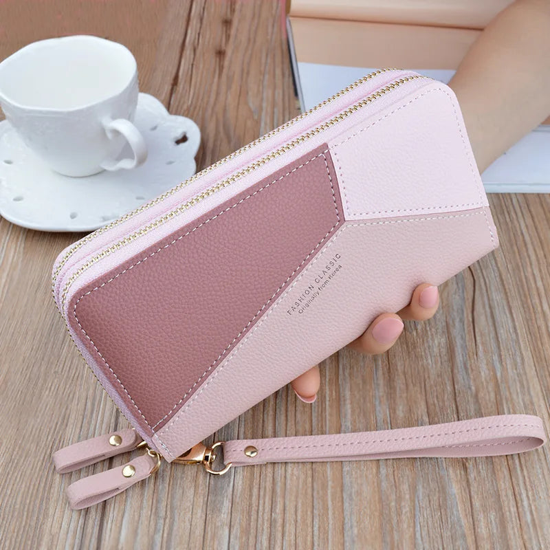 New Women's Wallet Double Zipper Long Fashion Simple Handbags for Women Lychee Pattern Large Capacity Double Women's Purses bags