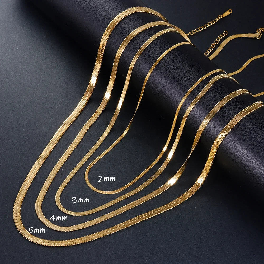 925 sterling silver Gold Snake Chain Necklace for Women Men Herringbone Choker Neck Chains 2024 Trend Jewelry Gift Hot  necklace