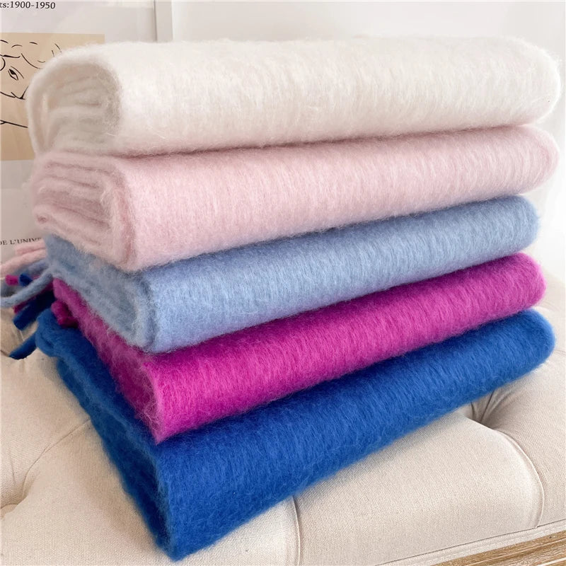 Winter Scarf for Women Cashmere Warm Solid Pashmina Blanket Wraps Female Thick Soft Bufanda Big Tassel Shawl Long Poncho Echarpe scarf and shawl