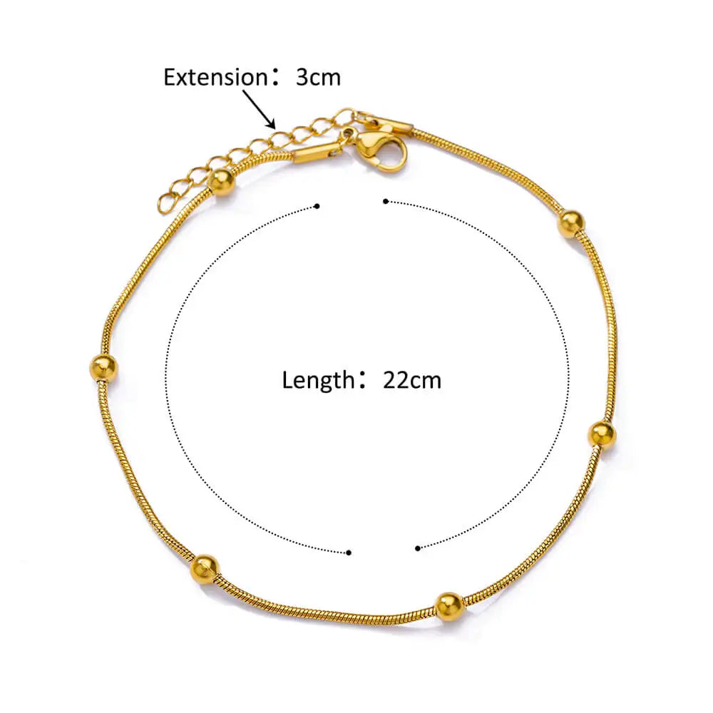 Vintage Anklets for Women Stainless Steel Beads Chain Anklet Leg Bracelets Bodychain Summer Beach Jewelry Accessories Gifts anklet