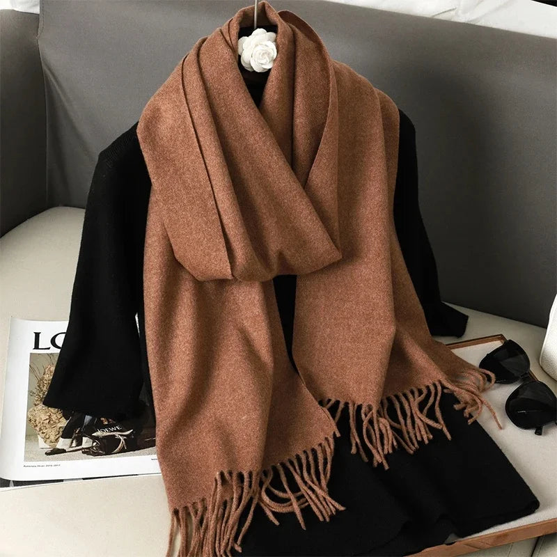 62Color Solid Women Winter Scarf Warm Thicken Cashmere Shawl Outdoor Fashion Luxury Tassels Pashmina Lady Wrap Windproof Scarves scarf and shawl