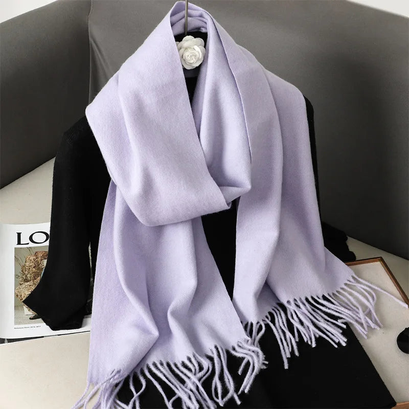 62Color Solid Women Winter Scarf Warm Thicken Cashmere Shawl Outdoor Fashion Luxury Tassels Pashmina Lady Wrap Windproof Scarves scarf and shawl