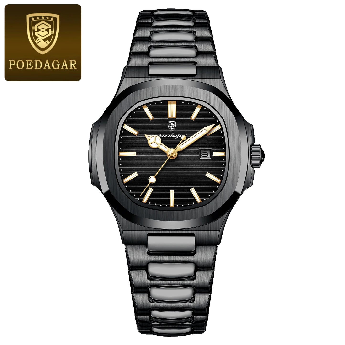 POEDAGAR Luxury Square Watch for Woman Waterproof Luminous Date Ladies Watch Stainless Steel Quartz Women's Watches Female Reloj watch