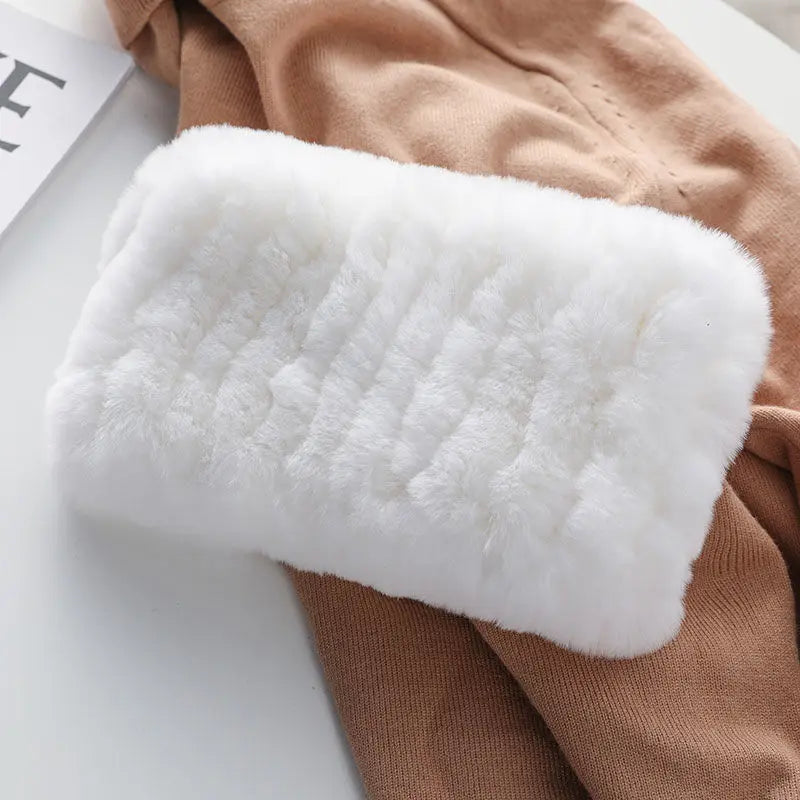 Hot Sale Brand Women Real Rex Rabbit Fur Scarf Girls Warm Soft Knitted Good Elastic Rabbit Fur Headband Natural Fur Ring Scarves scarf and shawl