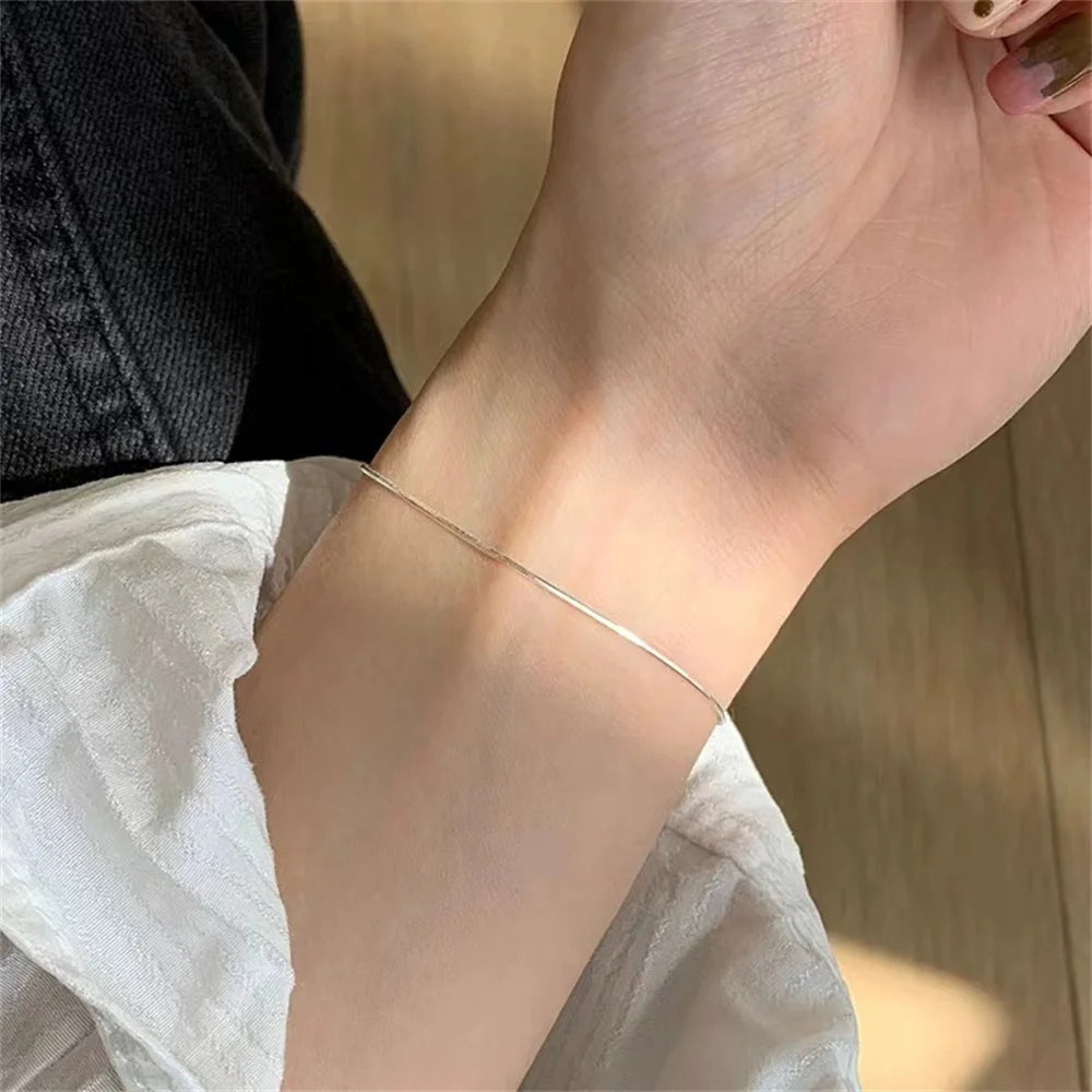 New Ultra-fine Stainless Steel Snake Chain Bracelet Gold Color Simple Bracelet For Women INS Fashion Jewelry Accessories bracelete