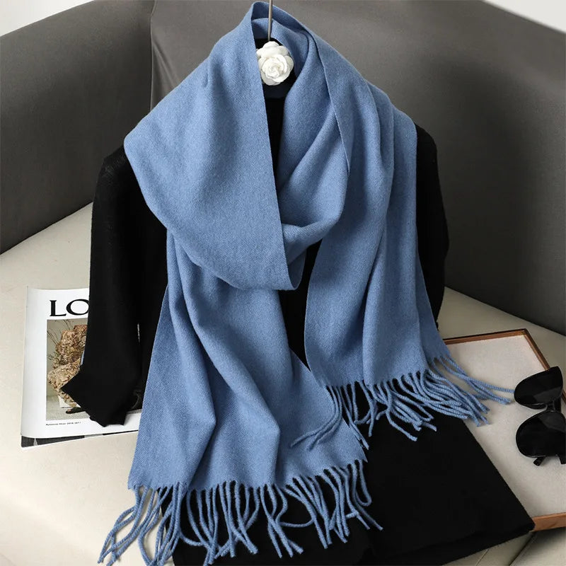 62Color Solid Women Winter Scarf Warm Thicken Cashmere Shawl Outdoor Fashion Luxury Tassels Pashmina Lady Wrap Windproof Scarves scarf and shawl