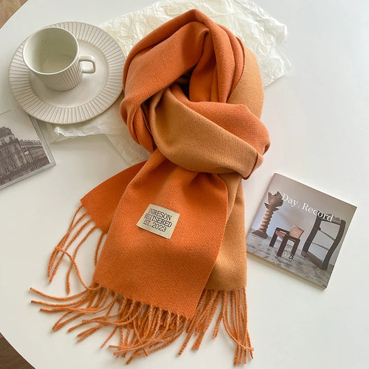 Fashion Solid Cashmere Warm Scarf New Design Pashmina Winter Double Side Diffrent Color Shawl Wraps Bufanda with Tassel Blanket scarf and shawl