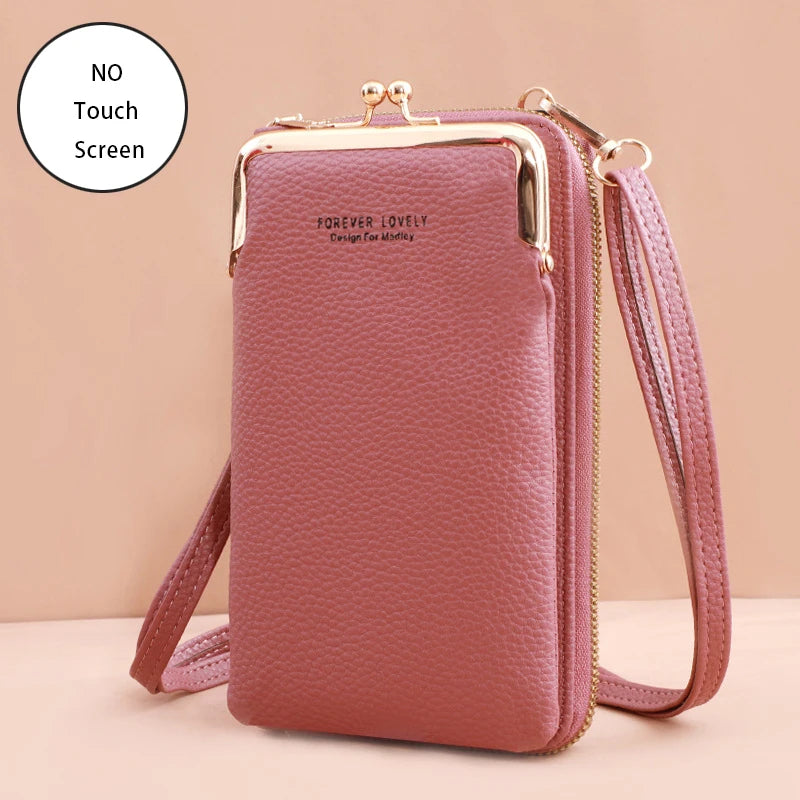 Women's Handbag Touch Screen Cell Phone Purse Shoulder Bag Female Cheap Small Wallet Soft Leather Crossbody bags