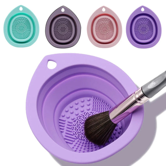 Silicone Makeup Brush Cleaner Folding Powder Puff Cleaning Bowl Eyeshadow Brushes Washing Soft Mat Beauty Tools Scrubber Box makeup accessories