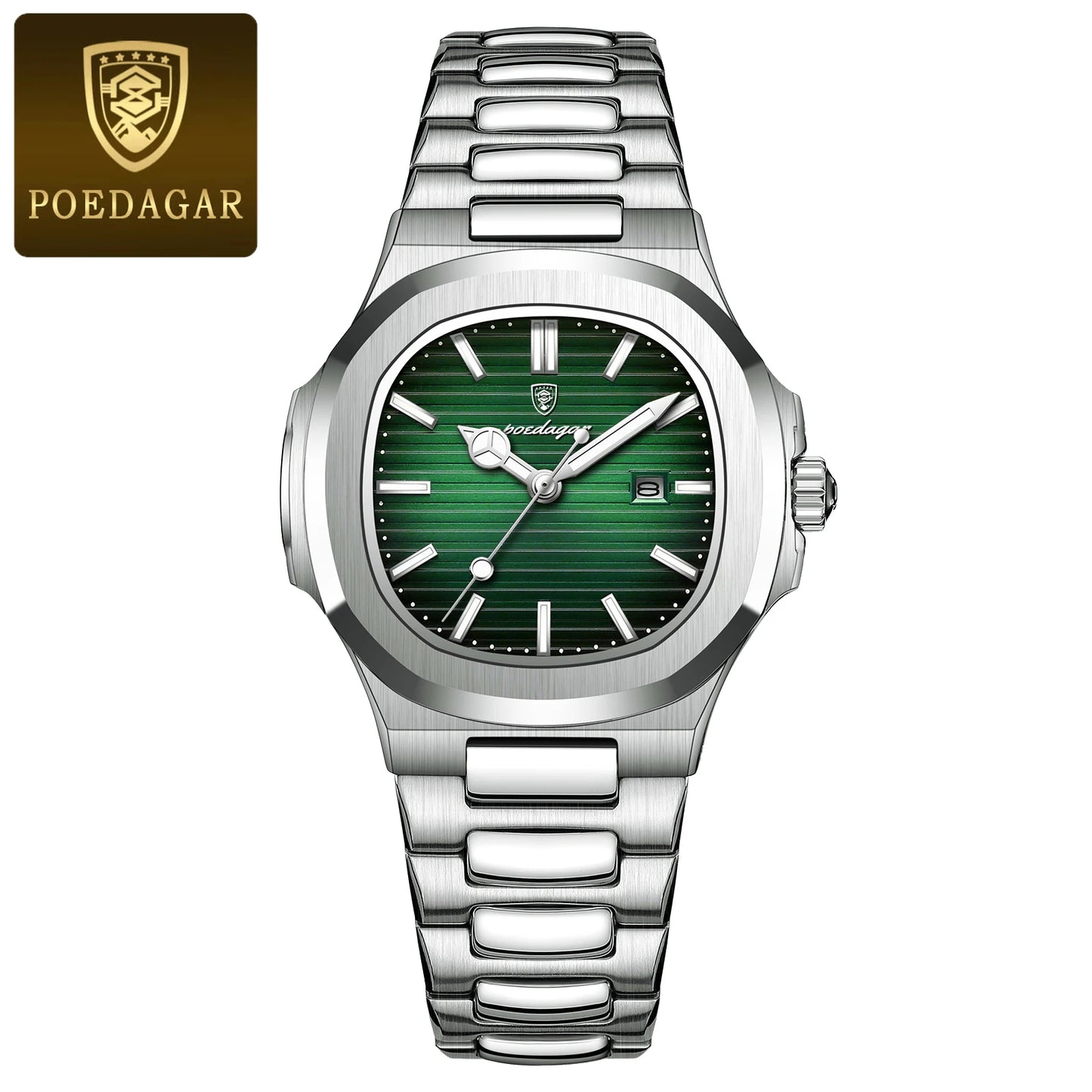 POEDAGAR Luxury Square Watch for Woman Waterproof Luminous Date Ladies Watch Stainless Steel Quartz Women's Watches Female Reloj watch