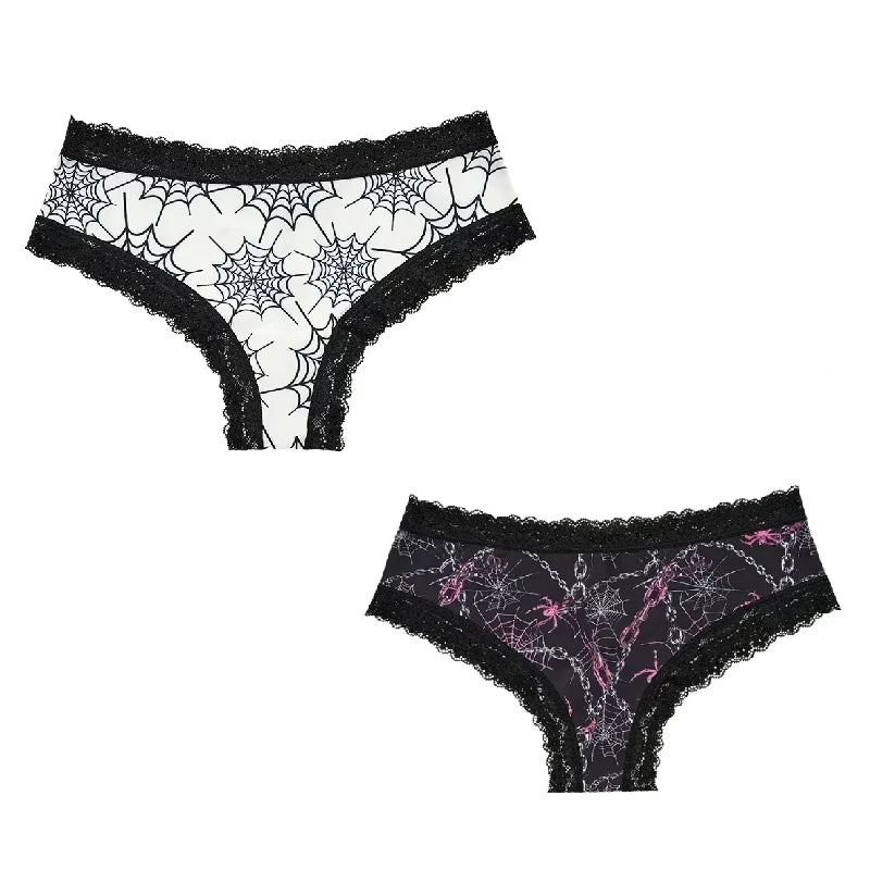 2Pc Set Lingerie Woman Sexy Underwear Lace Female Underwear Ghost Bat Butterfly Gothic Style Breathable Panties For Women undergarments