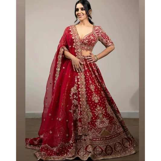 Designer Malai Satin Lehenga Choli and Charming Dupatta Wedding Dress party lehnga