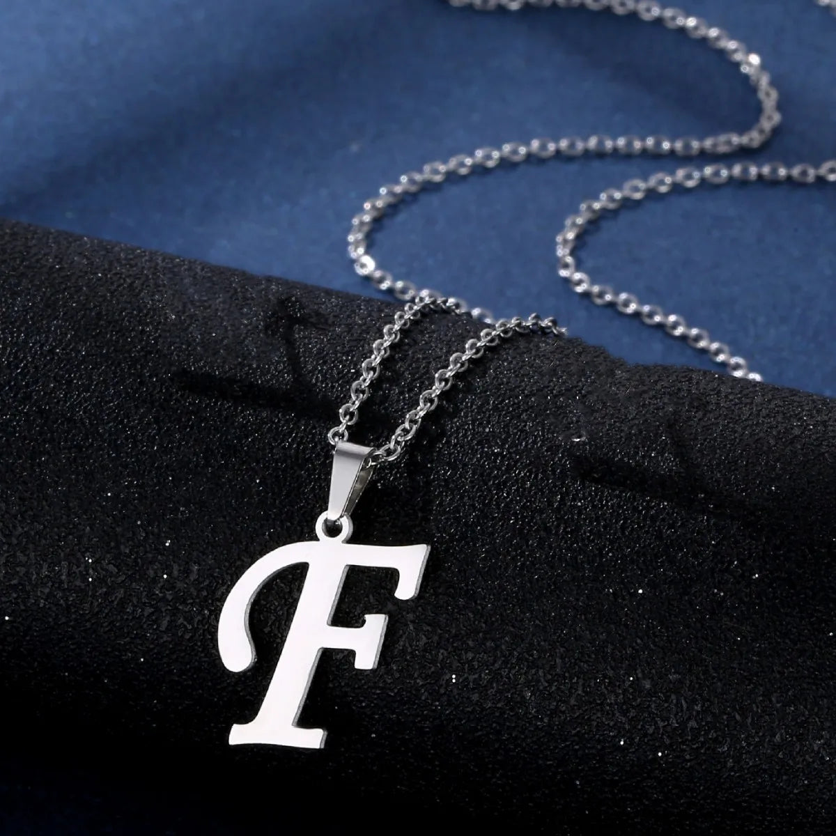 Fashion Letters A-Z Necklace for Women Men Stainless Steel High Quality English Alphabe Necklace A B C D E FGHIJKLMNOPQRSTUVWXYZ necklace