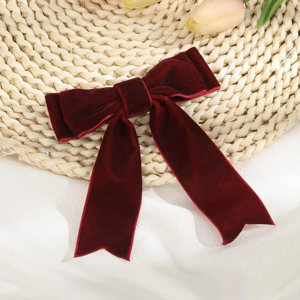 Bow Velvet Barrettes Women Temperament Ponytail Hairpin Hair Clip Girls Black Red Ribbon Hair Clip Fashion Hair Accessories   hairclips