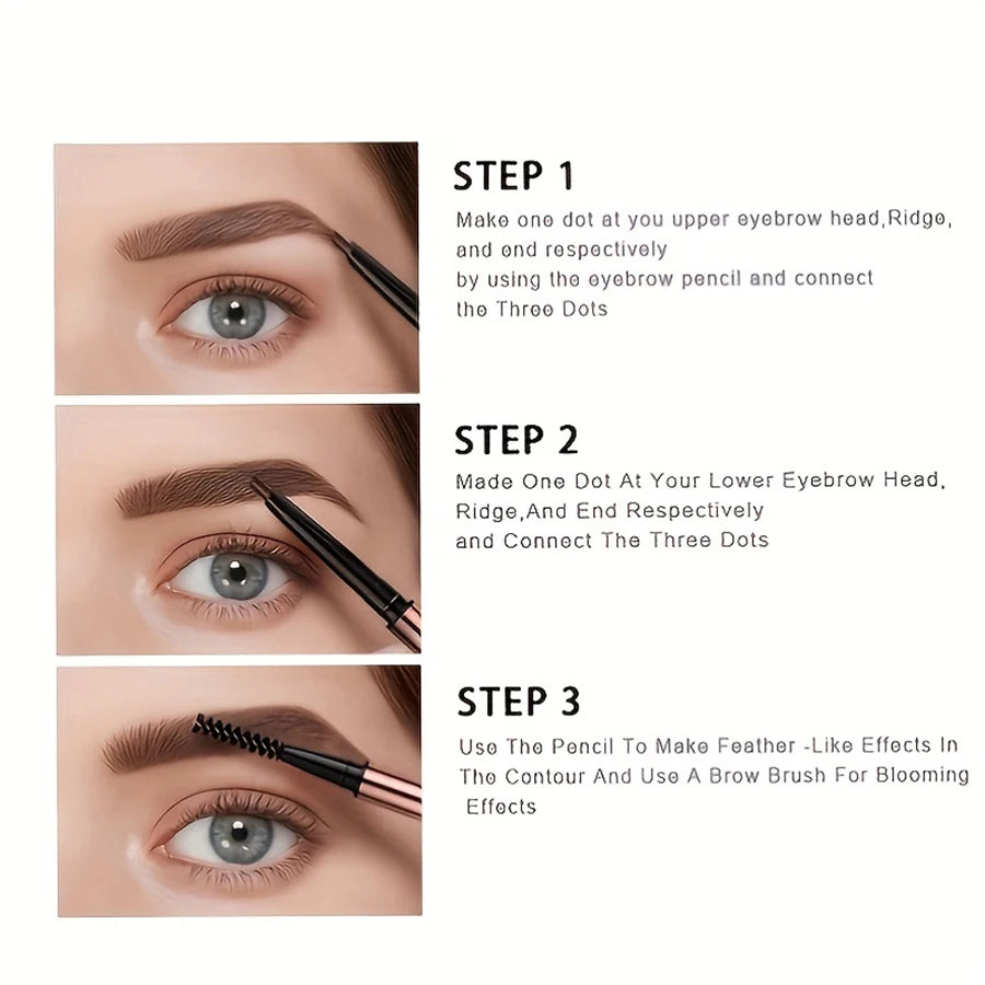 Waterproof Matte Eyebrow Pen Makeup Double Head Lasting Brown Non-Smudged Eye Brow Pencil Tint with Brush Cosmetics eyes