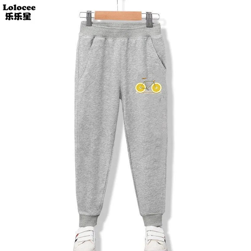 Cute Cat Cartoon Printed Girls Sweatpants Kids Sport Pants Teens Student Long Trousers For Kid 3-14 Year bottoms girls