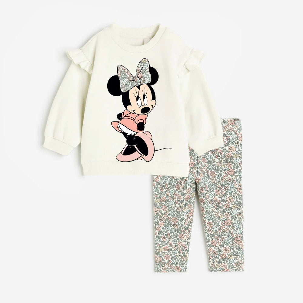 Disney Minnie Baby Girl Clothes Sets Spring Autumn 0-4Y Fashion Girls Sweatshirts + Leggings Toddler Girl Outfits Sets infants girls infants boys