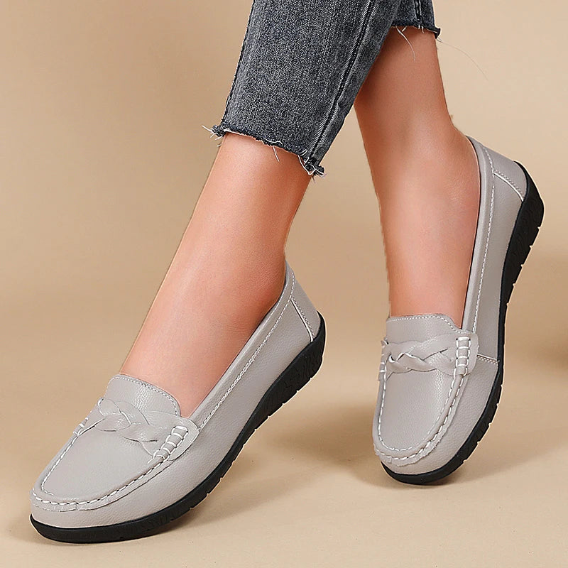 Genuine Leather Wedge Women Flats Fashion Black Women Shoe Slip On Women Casual Shoes Moccasins Tenis Chaussure Femme casual shoes