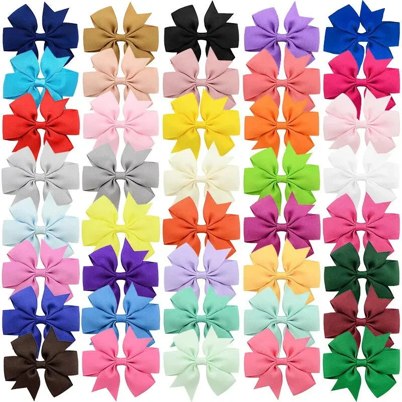 40pcs Random Color Bow Hair Clip Sets Simple Holiday Hair Clip Baby Girls Hair Accessories   hairclips