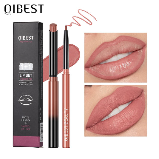 2pcs Lipstick Lipliner Pen Set Matte Nude Lip Liner Pencil Waterproof Long Lasting Lipstick Pen Contour Makeup For Women  lips