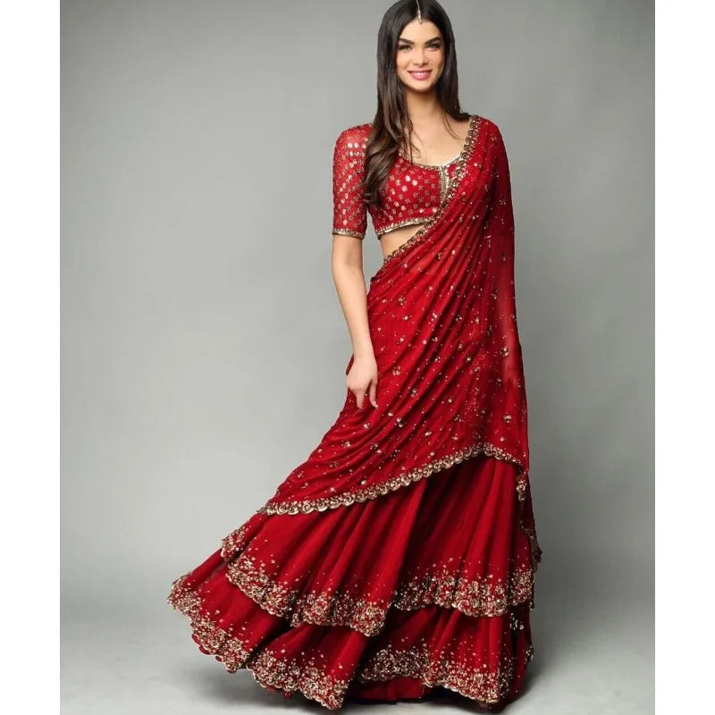 Red Lehenga CholI Bollywood Wedding Party in India Pakistani Wear Readymade party lehnga