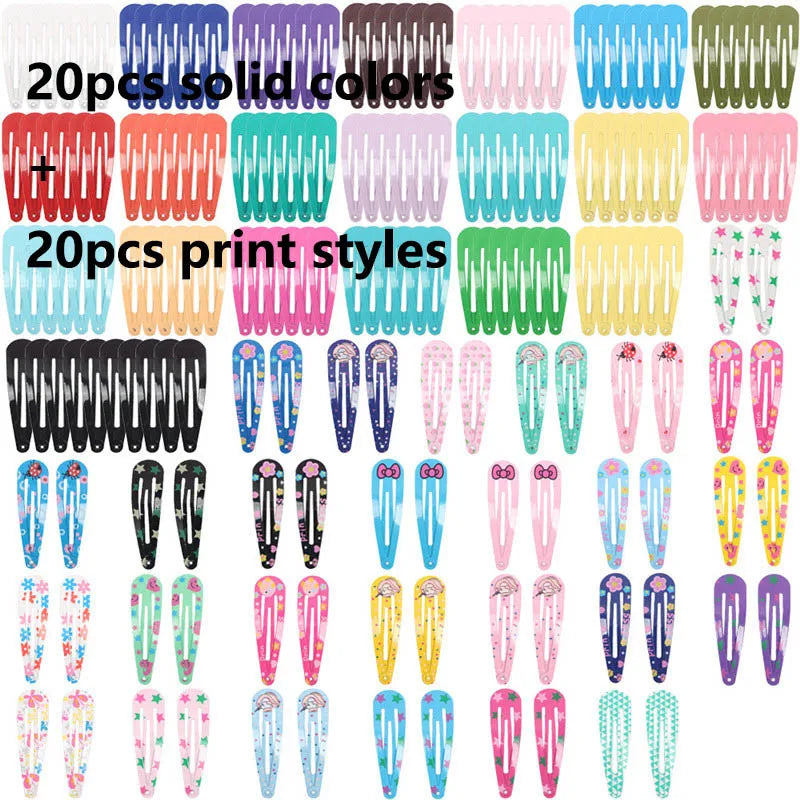 40Pcs/Lot Hair Accessories Girls Hairpin Print Cartoon Fruit Animal Flower Hair Clip Cute Powder Hairgrip New Children Headdress   hairclips