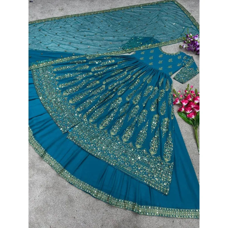 Indowestern Long Top Chol Lehenga Rama Wedding Lengha Readymade Karti Suit party lehnga