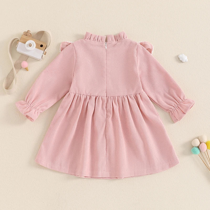 Children's Clothing Kids Girls Princess Dresses Elegant Ruffles Long Sleeve Bowknot Party A-line Dress