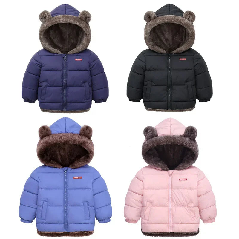 Kids Thick Warm Coats Winter Children's Fleece Hooded Jackets Autumn Cashmere Padded Snowsuit Boys Girls Cotton Outerwear 2-6Y boys jackets and coats