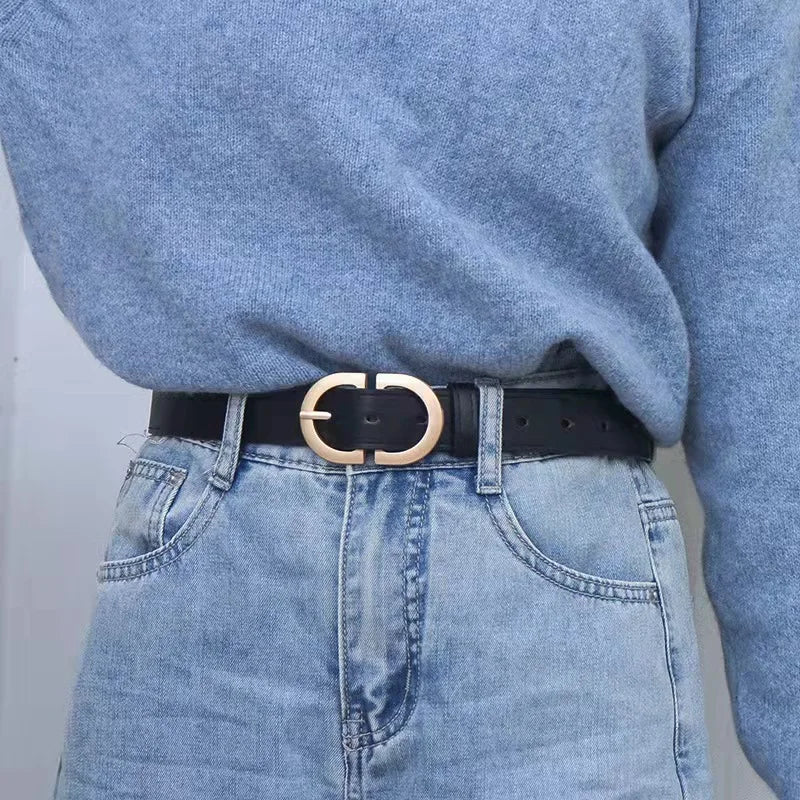 105cm Female Fashion Belt Simple Metal Buckle Belt for Women Black Suit Jeans Clothing Accessories belt