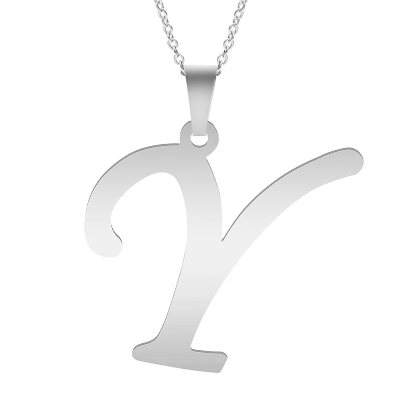 Fashion Letters A-Z Necklace for Women Men Stainless Steel High Quality English Alphabe Necklace A B C D E FGHIJKLMNOPQRSTUVWXYZ necklace