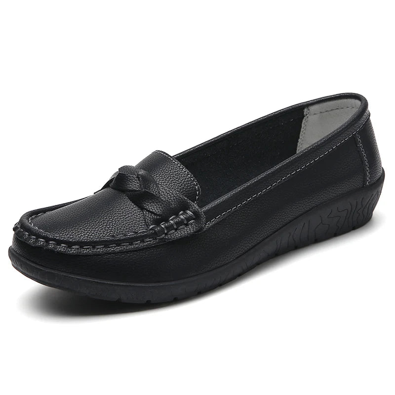 Genuine Leather Wedge Women Flats Fashion Black Women Shoe Slip On Women Casual Shoes Moccasins Tenis Chaussure Femme casual shoes