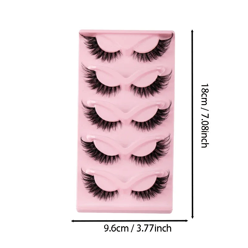 5 Pairs Cat Eye Lashes Faux Mink Eyelashes Natural long Manga Lashes Winged End Eye Elongated Eyelashes Fake Lashes Makeup makeup accessories