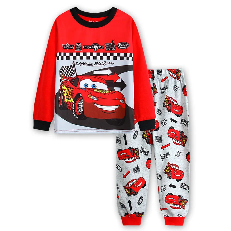 Spring Autumn Children's Clothing Sets Boys 95 Cars McQueen Cartoon Sleepwear Clothes Kids Pajamas Set Baby Girls Cotton Pyjamas sports wear boys