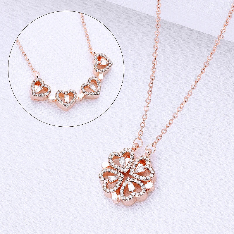 316L Stainless Steel Love Magnetic Pendant Necklace for Women Clover Necklace Heart Shaped Clover Necklace Pendant Jewelry Gift  necklace