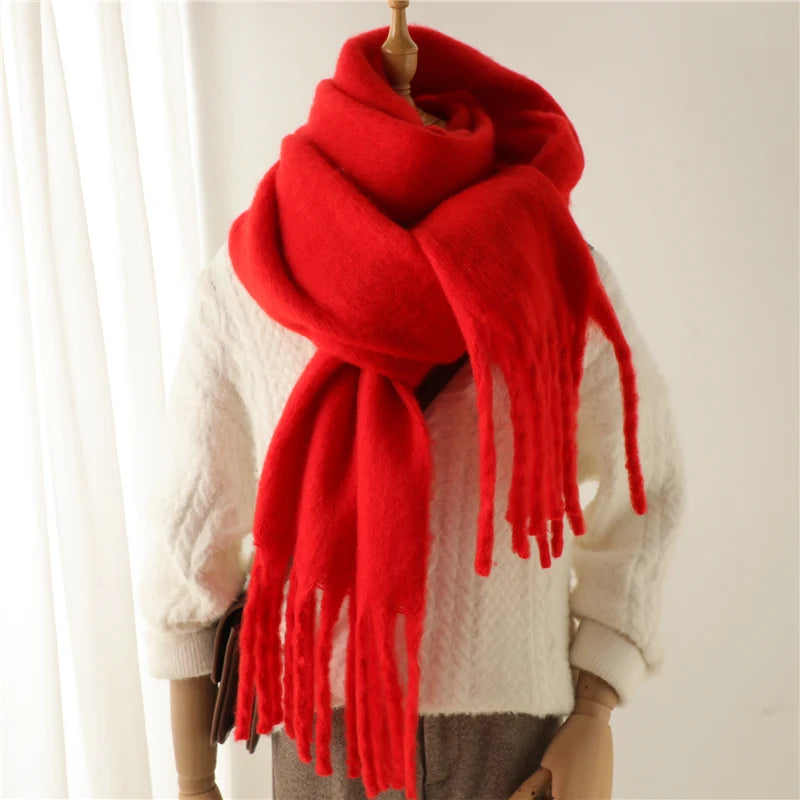 Winter Scarf for Women Cashmere Warm Solid Pashmina Blanket Wraps Female Thick Soft Bufanda Big Tassel Shawl Long Poncho Echarpe scarf and shawl